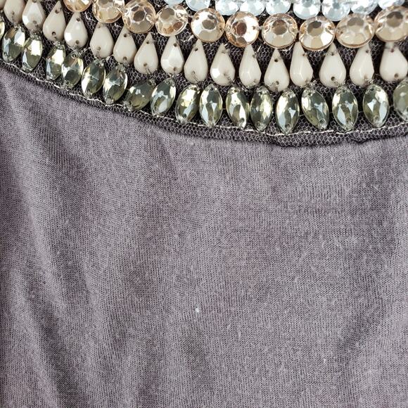 Maurices Plus Women's 3X Beaded Rhinestone Neck Dressy Tank Top Brown Lace Trim - Picture 7 of 8